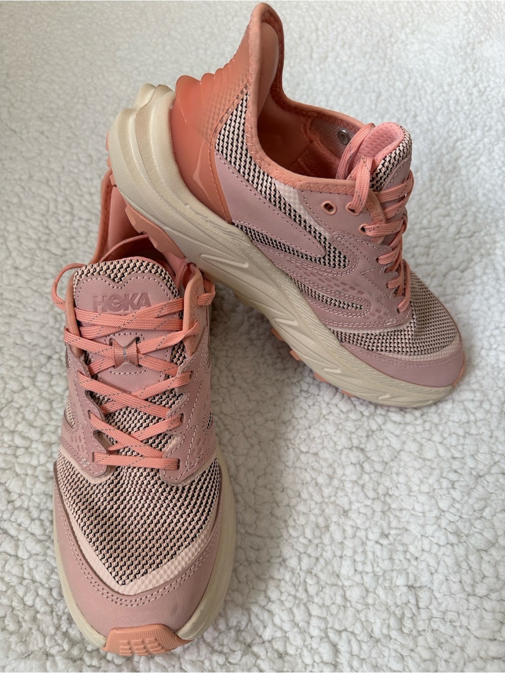 Hoka Women's Peach Pink Athletic Running Shoes